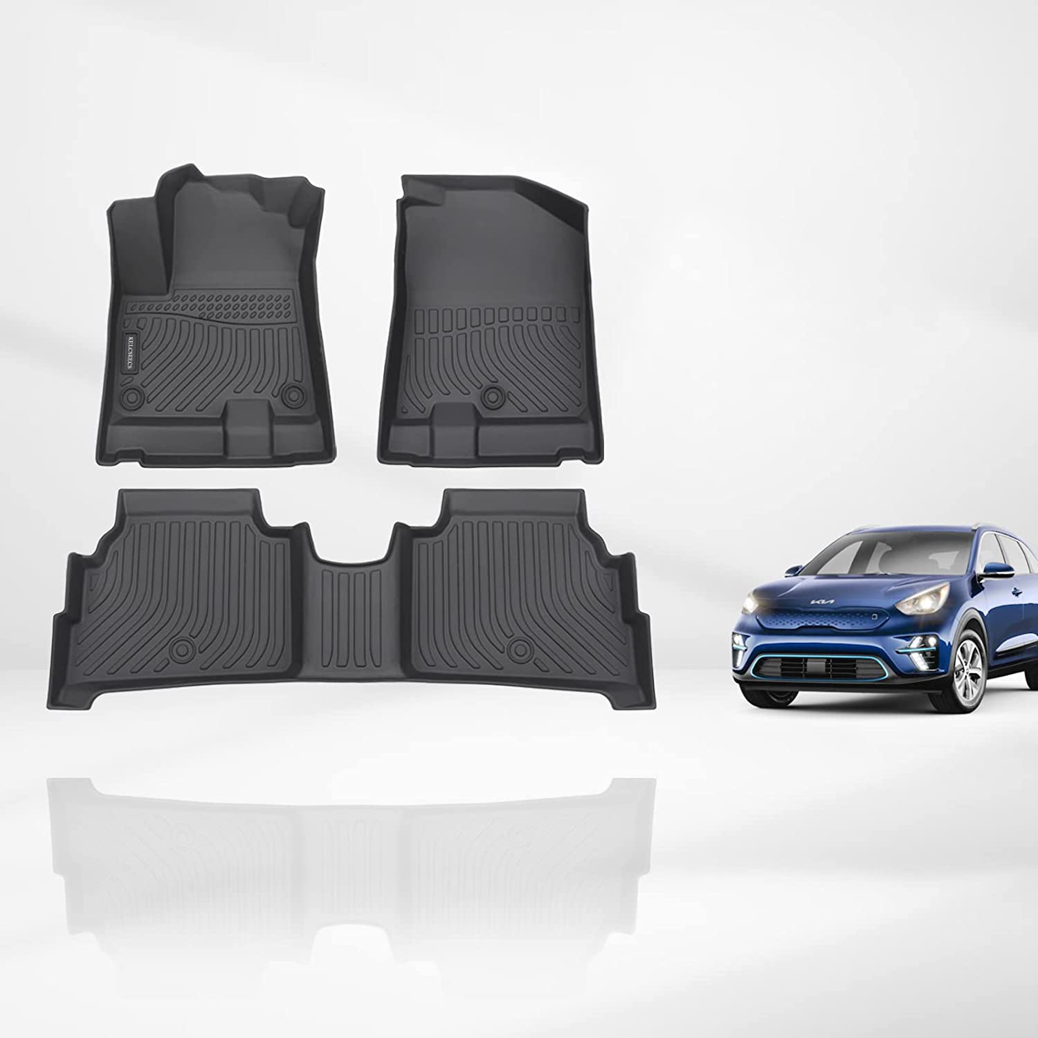 Kelcseecs All Weather 3D Tech Design TPE Car Floor Mats Floor Liners For Kia Niro Electric