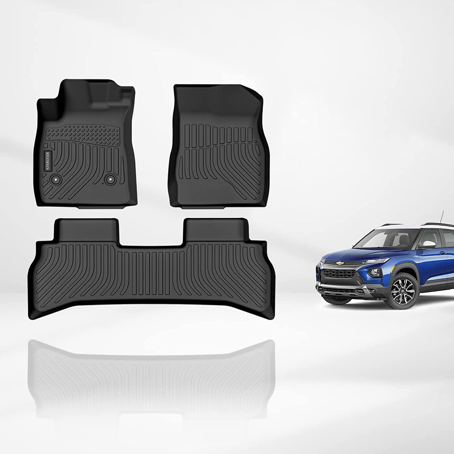 Kelcseecs All Weather 3D Tech Design TPE Car Floor Mats Floor Liners For Chevrolet Trailblazer 2021-2024