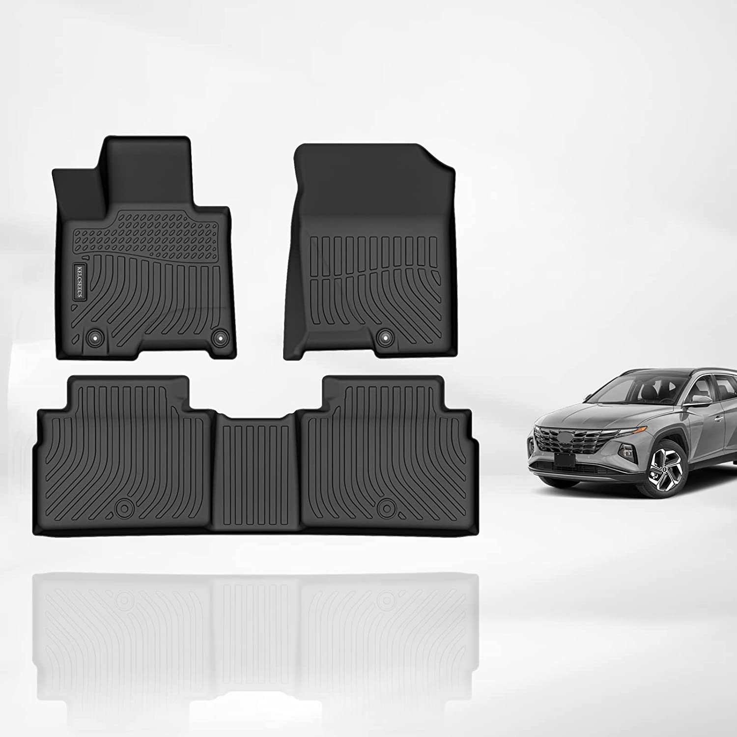 Kelcseecs All Weather 3D Tech Design TPE Car Floor Mats Floor Liners For Hyundai Tucson Plug-In Hybrid PHEV 2022-2023