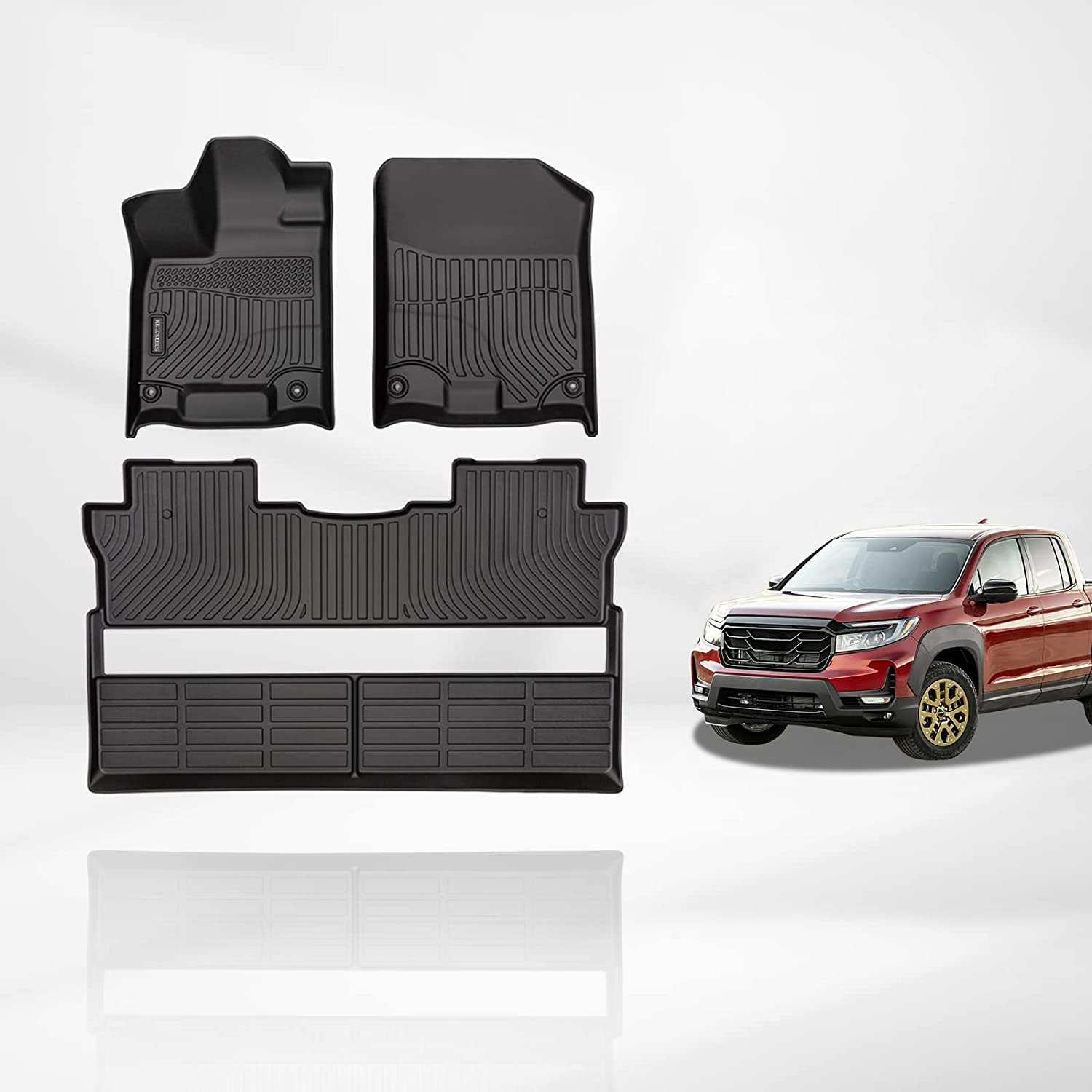 Kelcseecs All Weather 3D Tech Design TPE Car Floor Mats Floor Liners For Honda Ridgeline 2017-2023