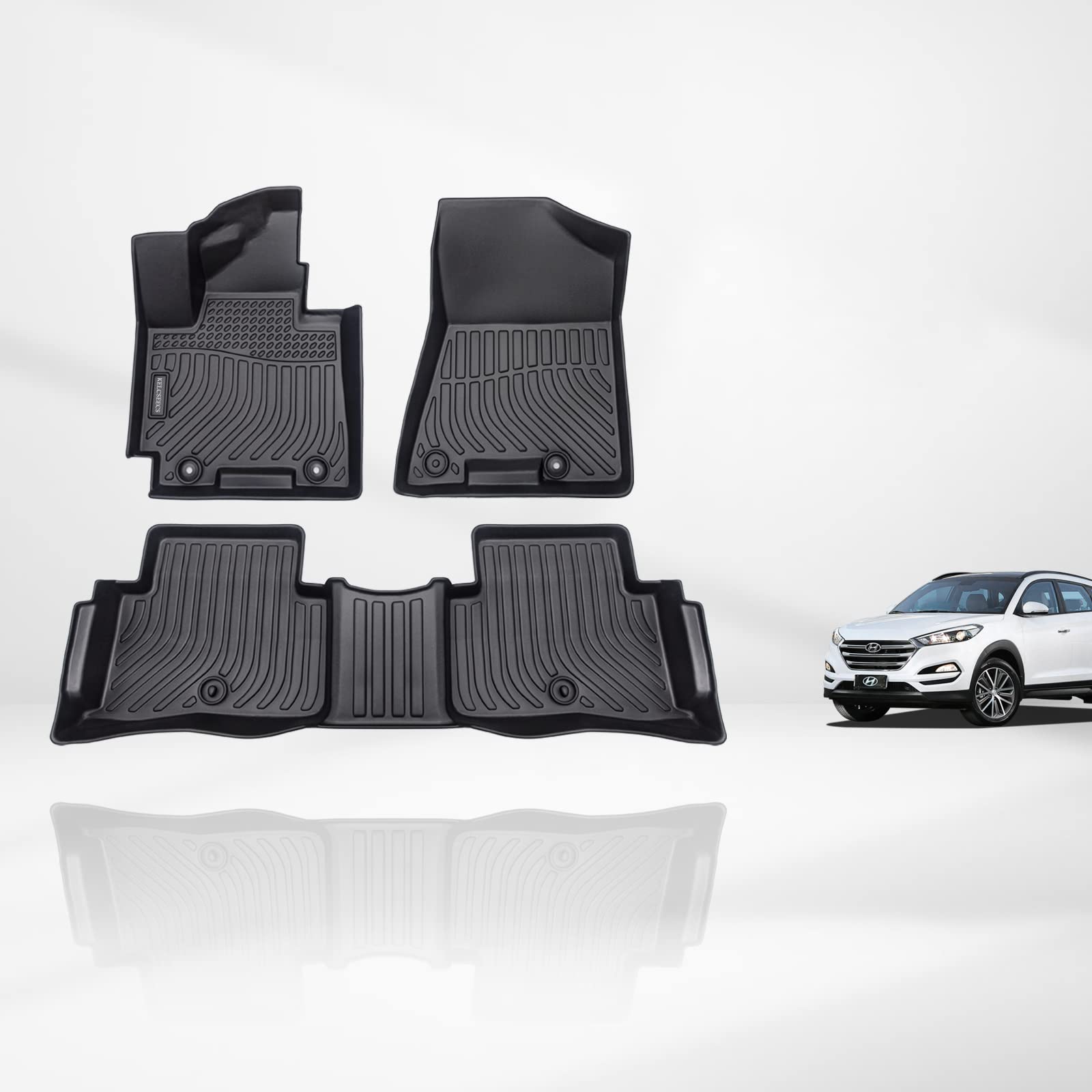 Kelcseecs All Weather 3D Tech Design TPE Car Floor Mats Floor Liners For Hyundai Tucson 2016-2021