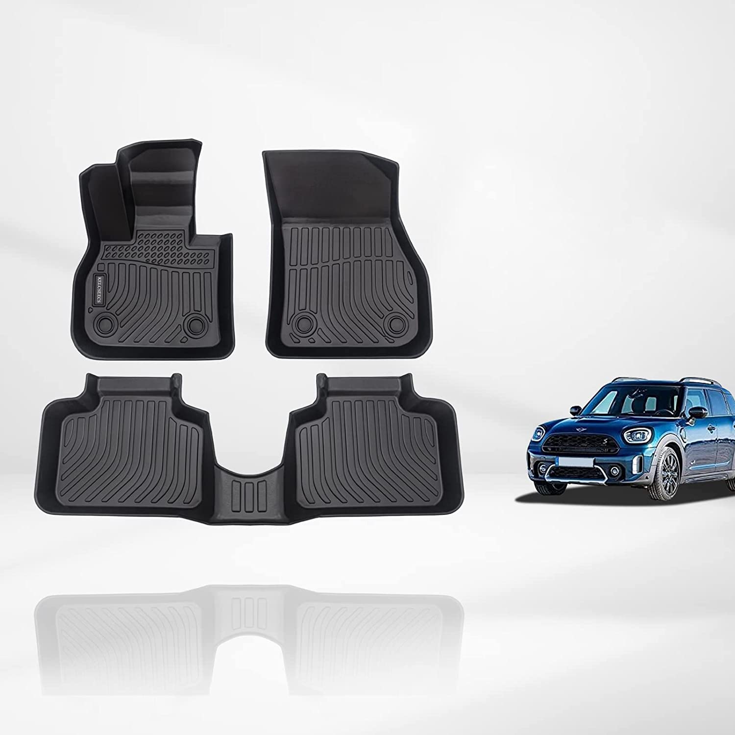 Kelcseecs All Weather 3D Tech Design TPE Car Floor Mats Floor Liners For Mini Countryman F60 2017-2022
