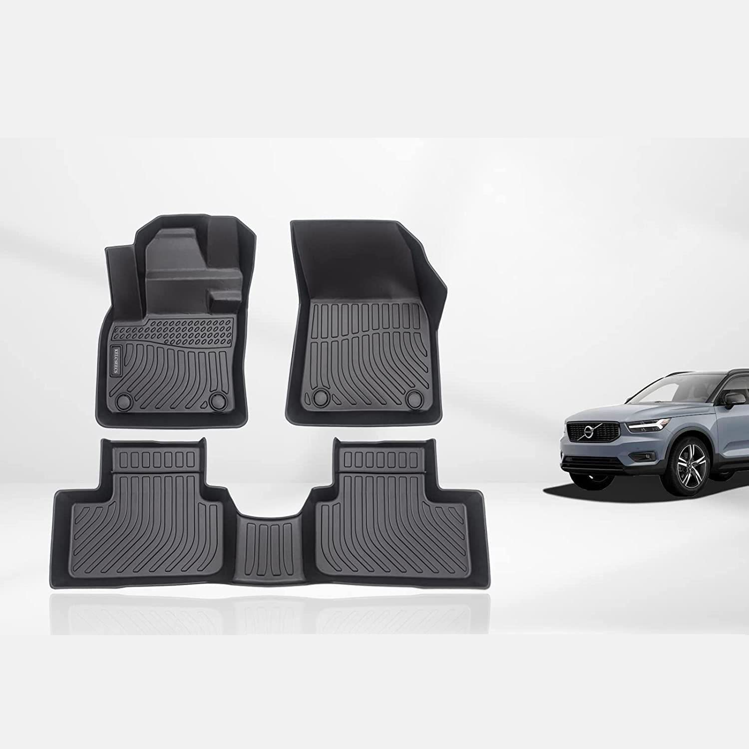 Kelcseecs All Weather 3D Tech Design TPE Car Floor Mats Floor Liners For volvo-xc40 2019-2023