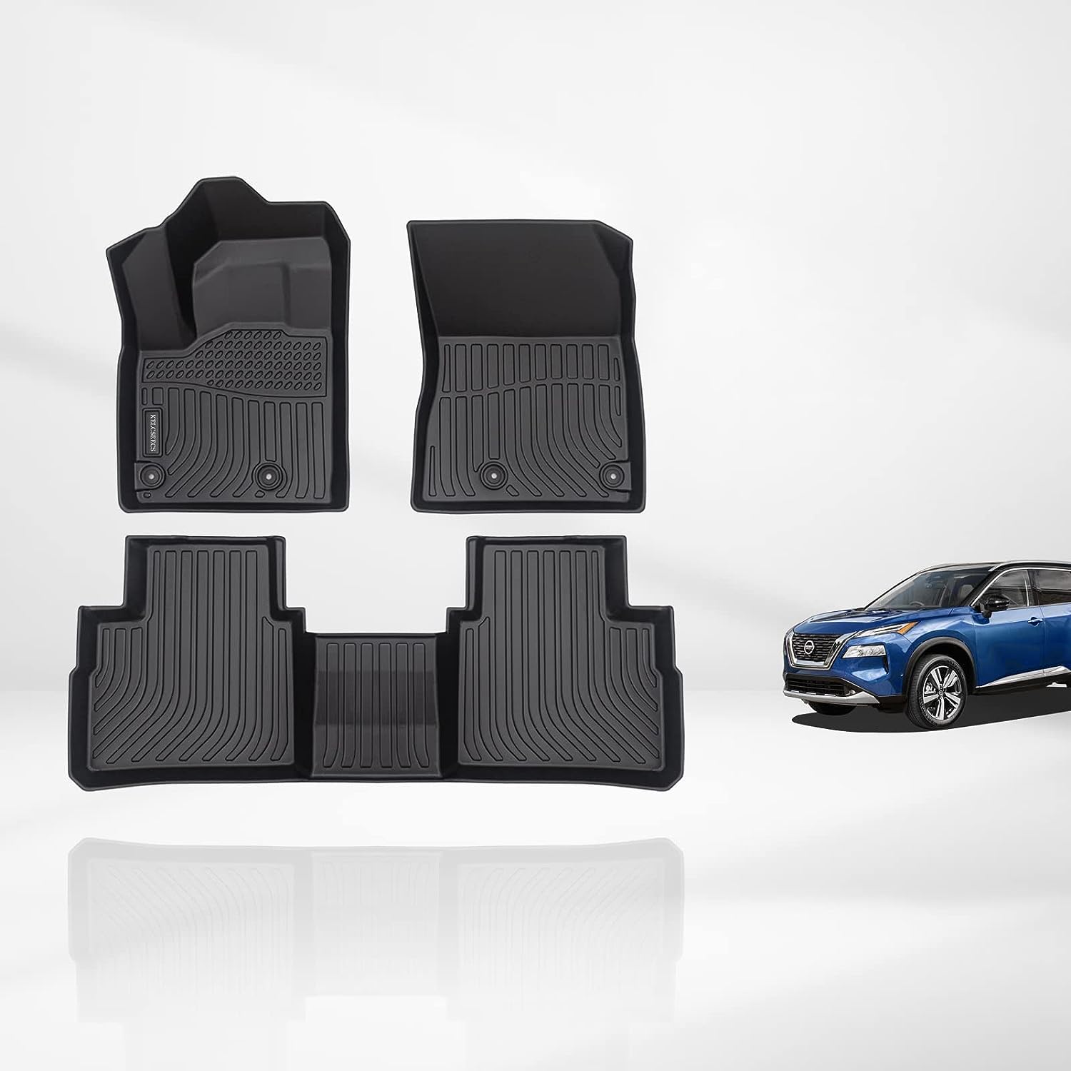 Kelcseecs All Weather 3D Tech Design TPE Car Floor Mats Floor Liners For Nissan Rogue 2021-2023