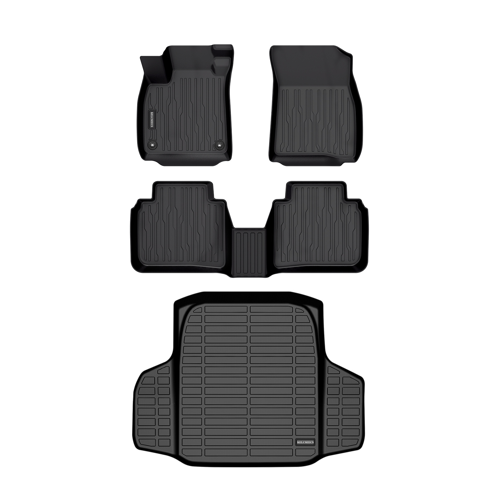 Kelcseecs All Weather 3D Tech Design TPE Car Floor Mats Floor Liners Car Trunk Mat Cargo Liner  For Honda Accord Hybrid 2023