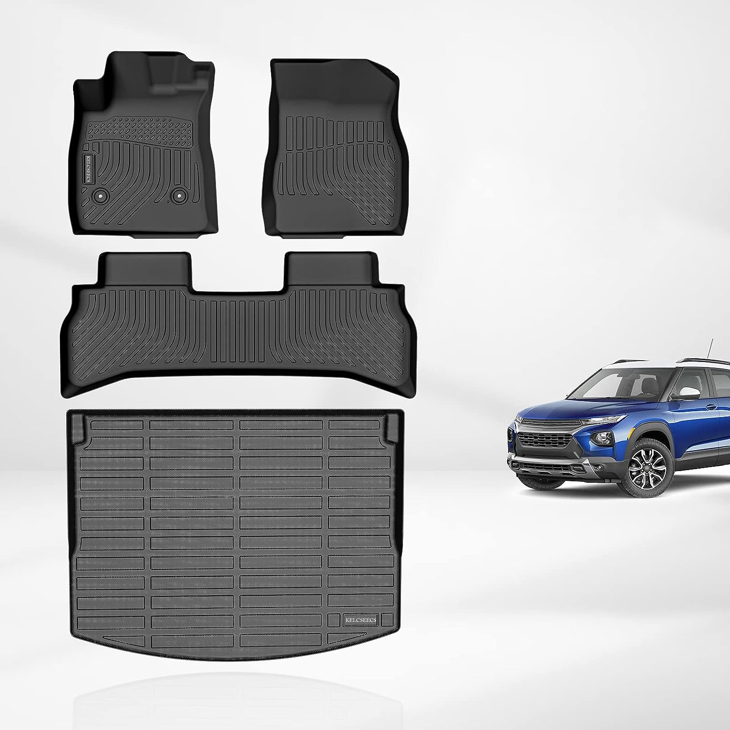 Kelcseecs All Weather 3D Tech Design TPE Car Floor Mats Floor Liners Car Trunk Mat Cargo Liner  For Chevrolet Trailblazer 2021-2024